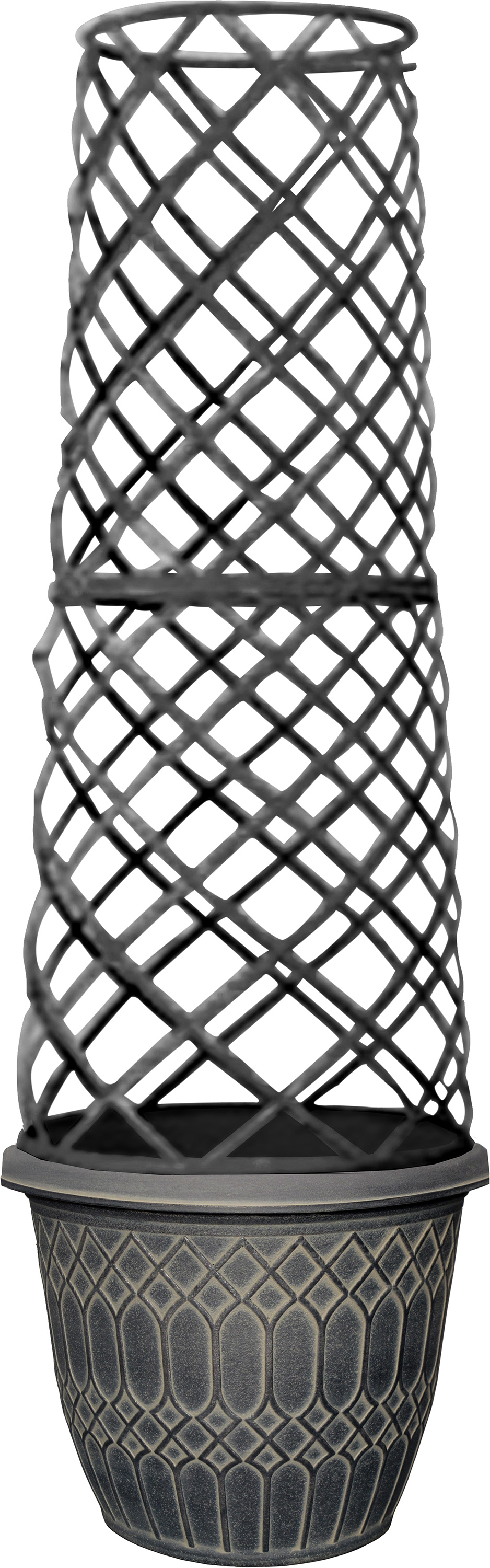 15 Inch Empire Pot with Tall Trellis Chalk - 9 per case - Decorative Planters